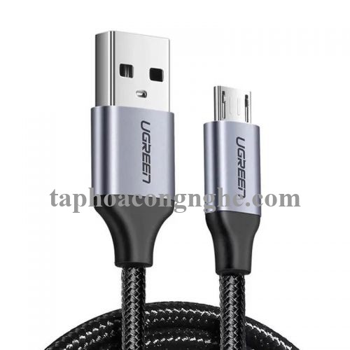Ugreen 60403 3M QC3.0 màu đen đầu bọc nhôm chống nhiễu cáp Micro sang USB 2.0 sạc và truyền dữ liệu từ máy tính ra điện thoại US290 30060403